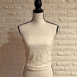 Arizona Jean Company Cream Lace Crop Top